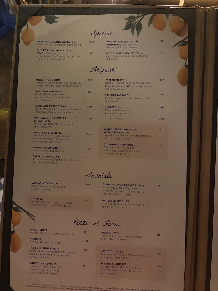 Menu - Nicoletta | Italian Restaurant In CancunPhoto 8